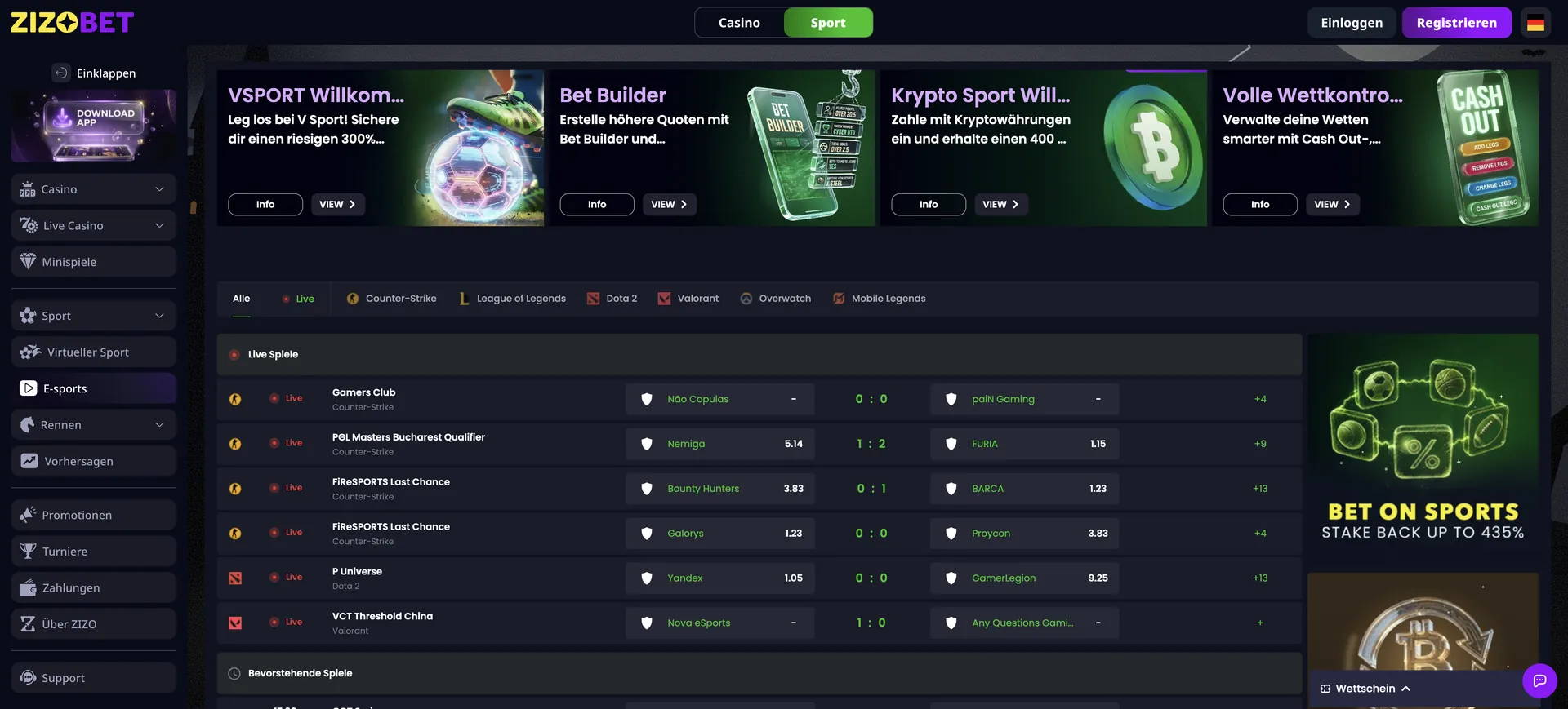 E Sports Zizobet Sportwetten: E Sports